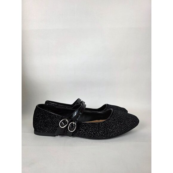 Torrid Womens Mary Jane Flats Double Strap Black Velvet Glitter 8 WW - Picture 6 of 10